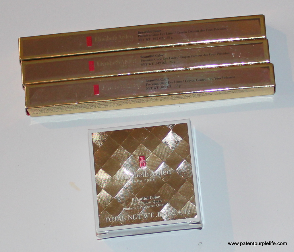 Elizabeth Arden Beautiful Color Chic Brown Eyeshadow Quad and Precision Glide Eyeliners Patent Purple Giveaway