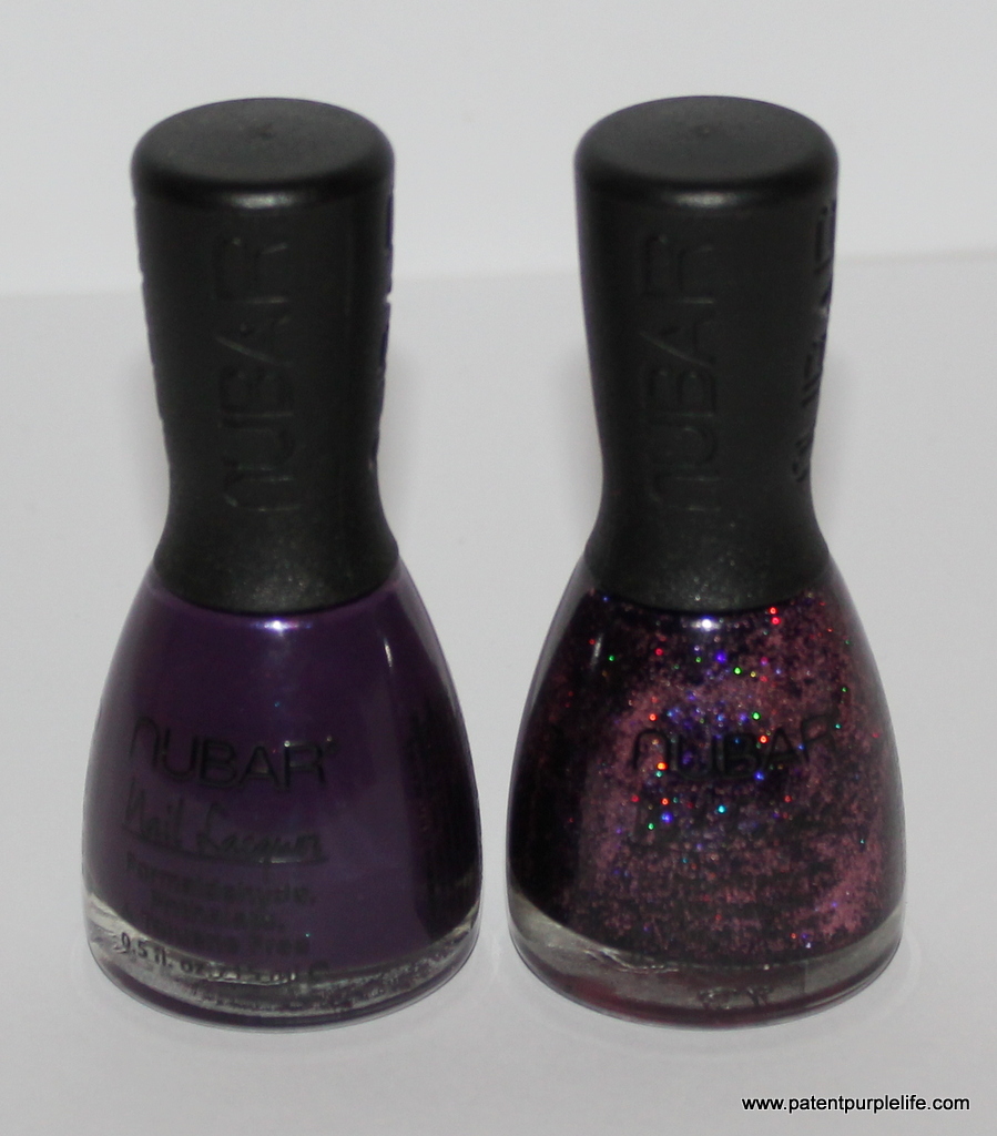 Nubar Nail Varnish Toga Purple and Purple Glitter Rain