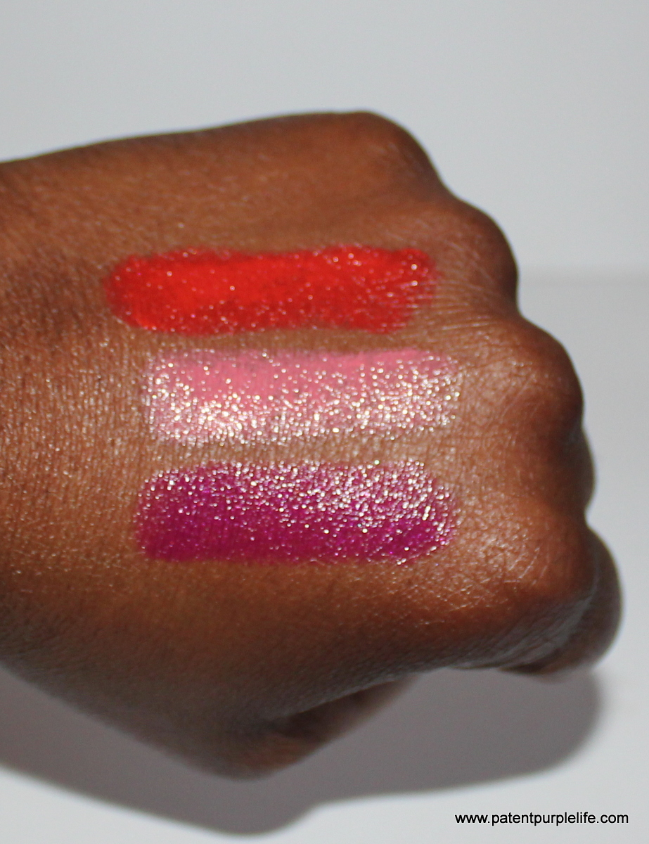 Glo and Ray Shimmer Shimmer Lip Colour Set Swatches Dark Skin