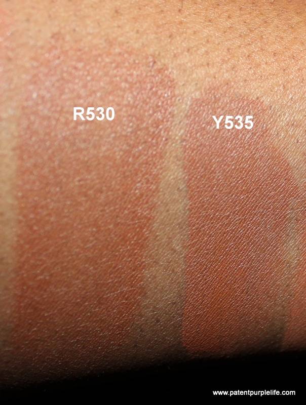 MUFE Ultra HD Swatches R530 and Y535