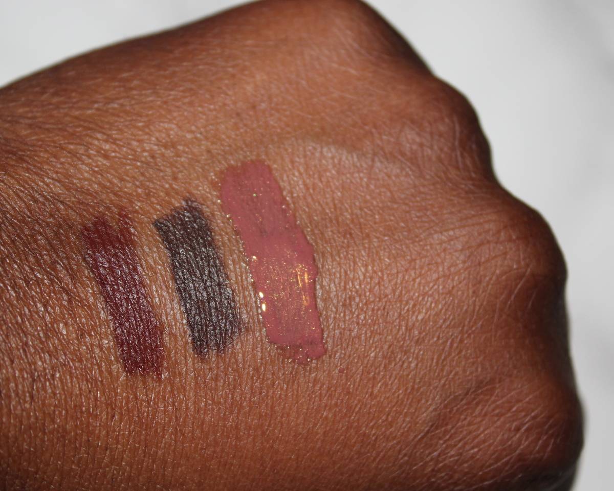 Neutral Lips Swatches Iman Espresso and Cocoa Lip Pencils and Marc Jacobs Love Drunk Lip Lacquer